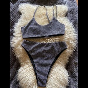 LIONESS sparkly gray Bikini NWT